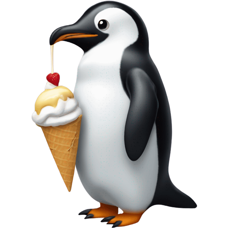 Penguin eating icecream emoji