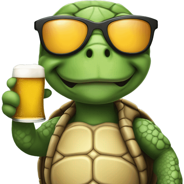 Turtle wearing sunglasses drinking beer giving peace sign! emoji