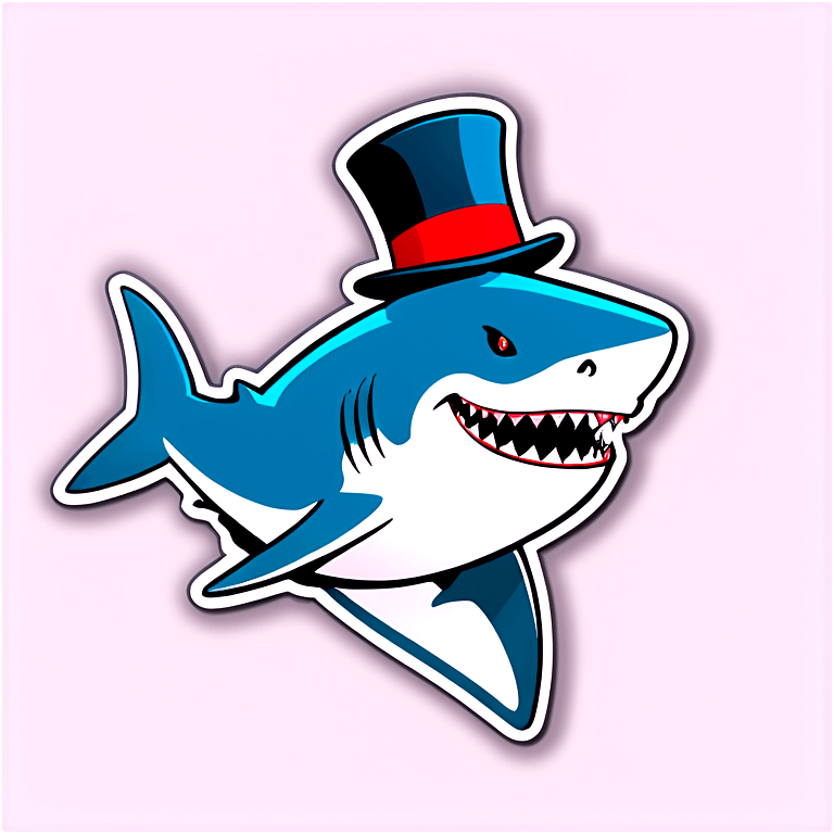 Shark with a top hat emoji