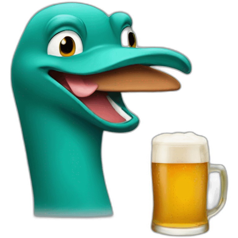 perry the platypus drinking beer emoji