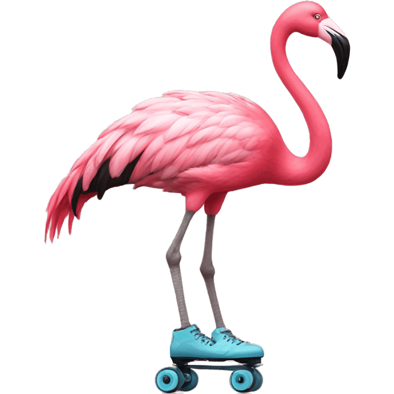 flamingo with roller skates emoji