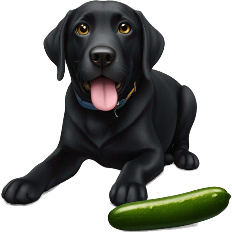 Black lab eating a pickle emoji