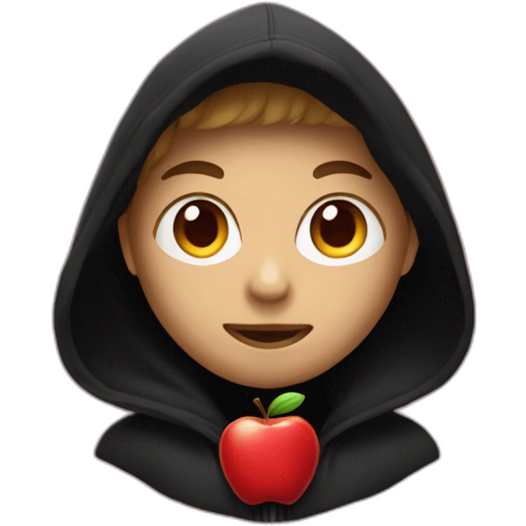 red apple wearing a black hoodie emoji