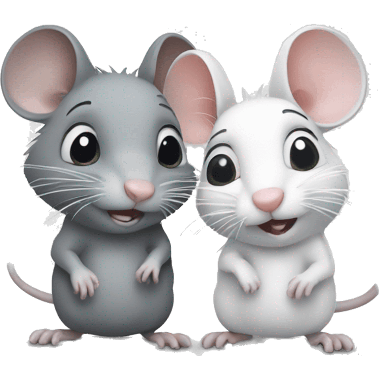 Grey rat and white rat emoji