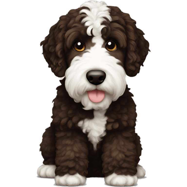 dark brown and white bernadoodle emoji