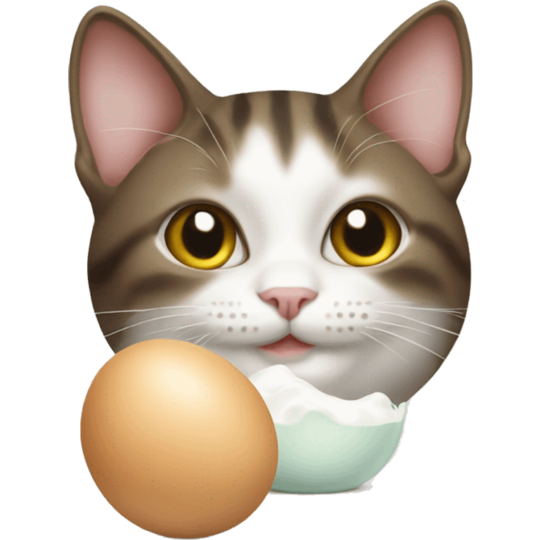 cat with milk on eggs emoji