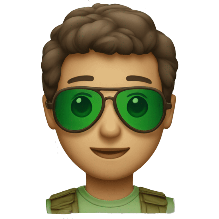 Green and brown aviator glasses emoji