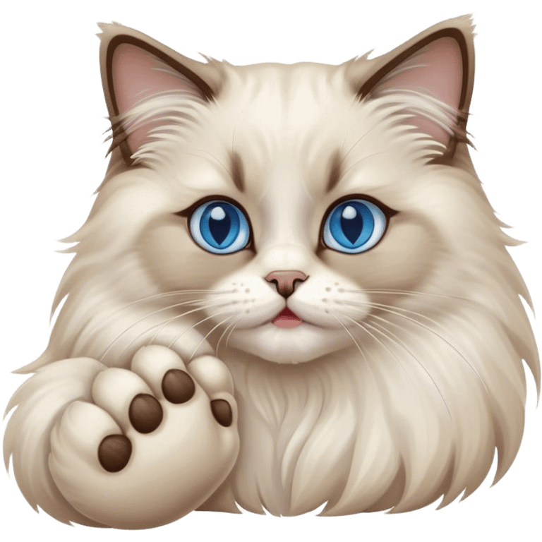 ragdoll Cat licks its paw  emoji