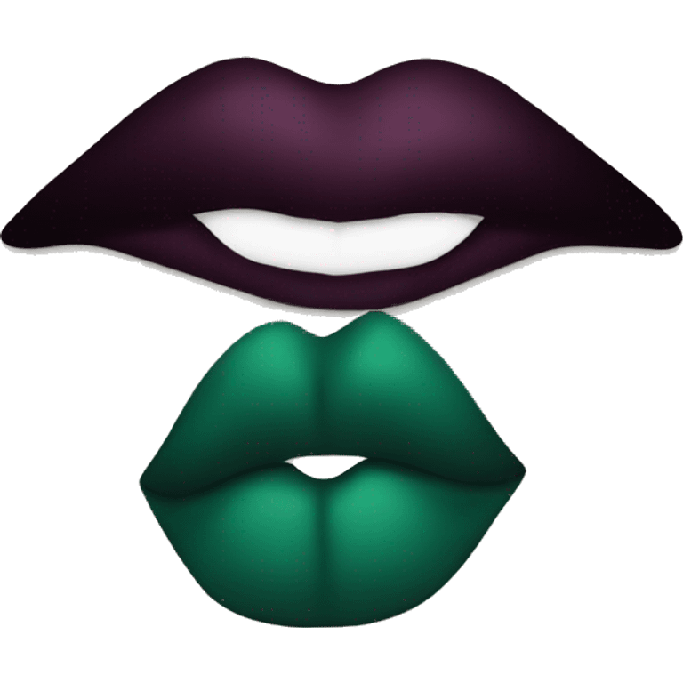 Lips of a dark emerald color in the form of a kiss emoji