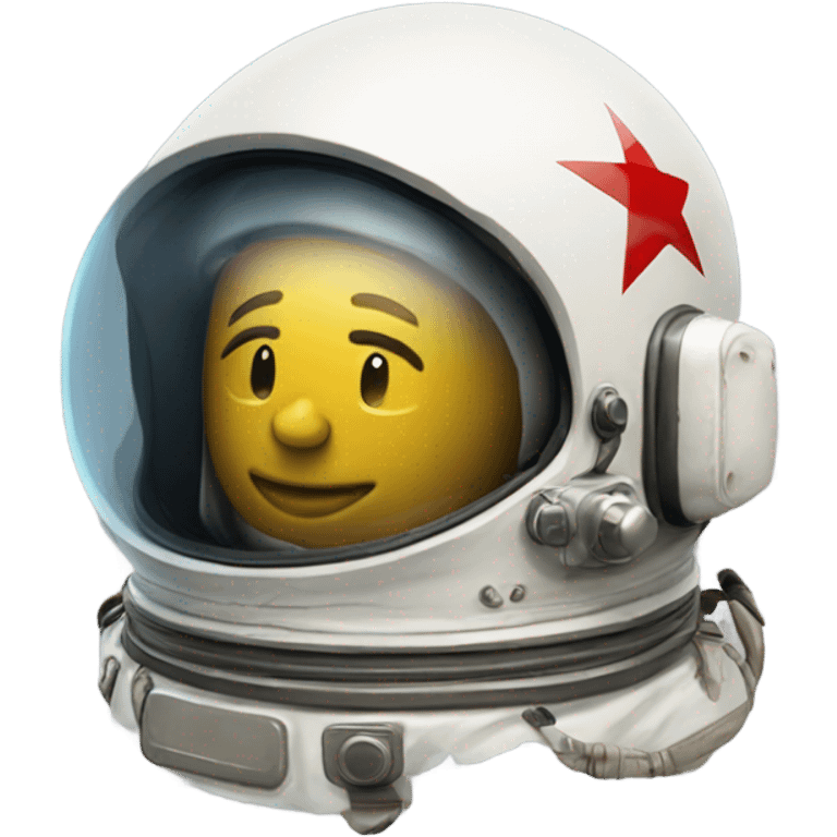 ussr astronaut's helmet with a reflection of a panel house emoji