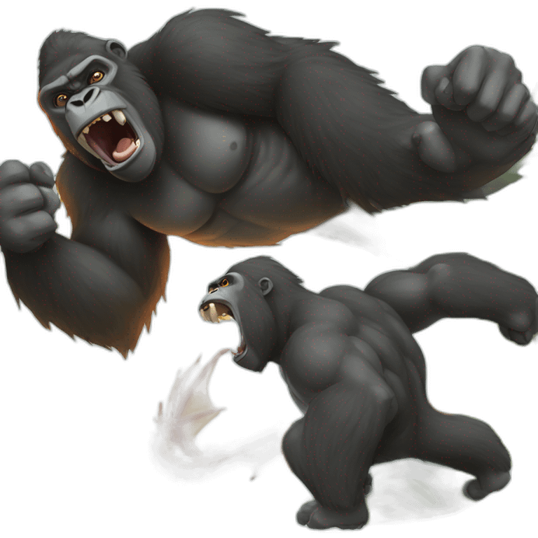 Gorilla fighting a Dragon emoji