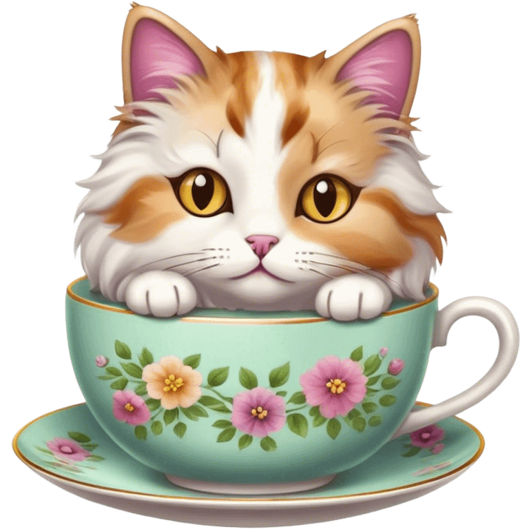 A little cat in a teacup emoji