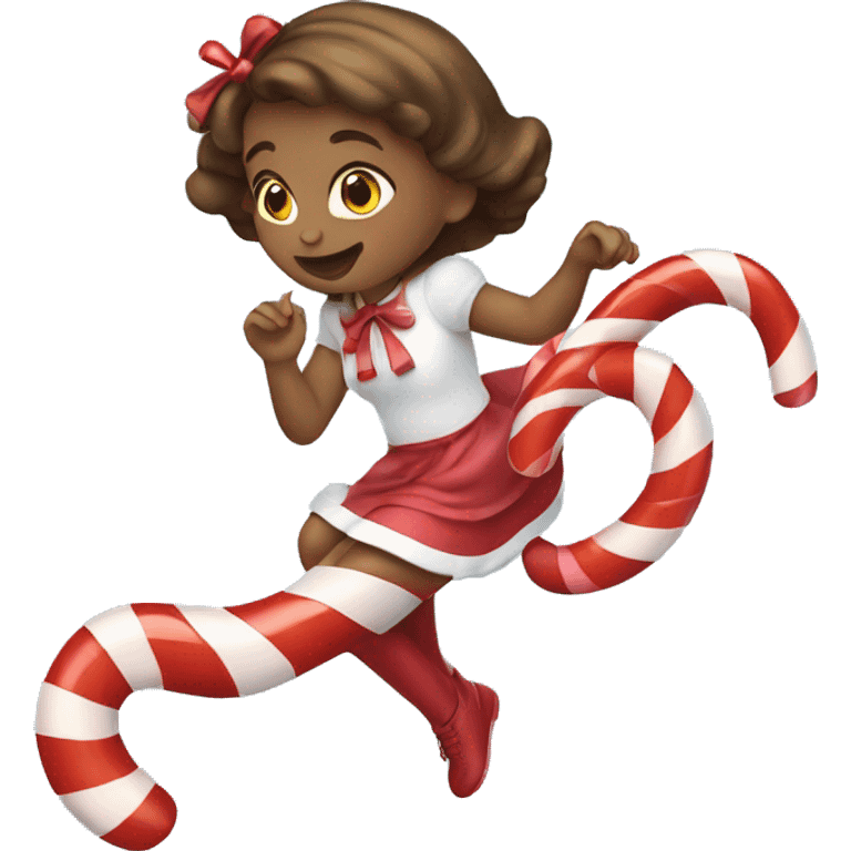 Girl sliding down candy cane emoji