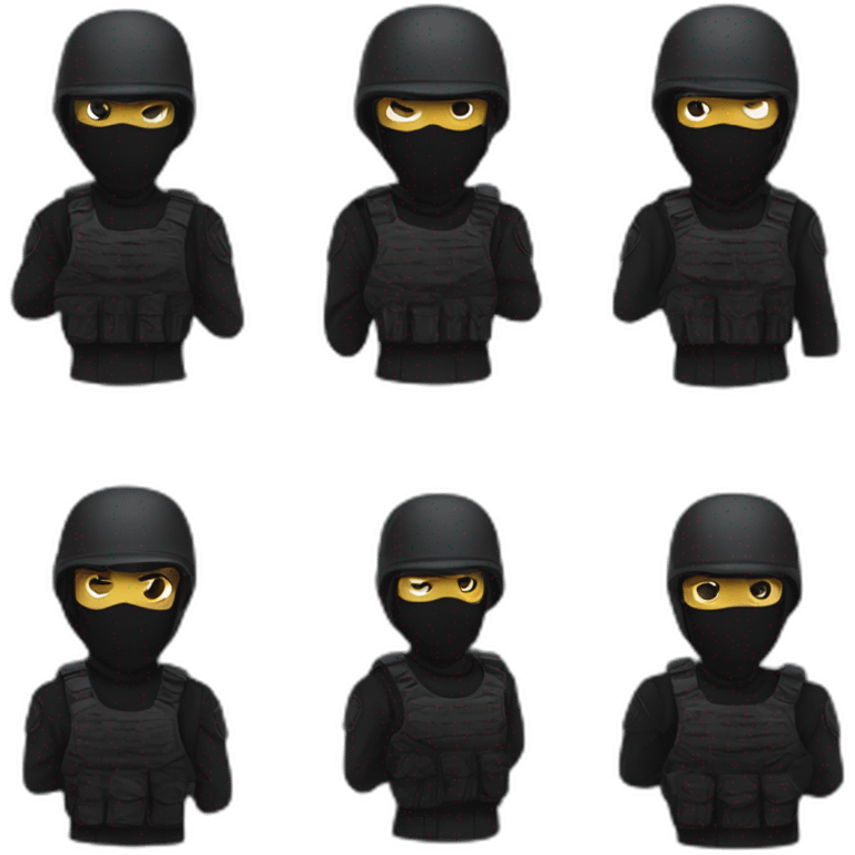 Soldier in black clothes and black mask emoji