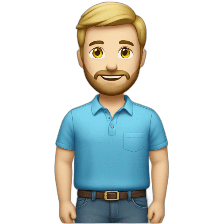 caucasian male with small beard blue shirt and with money emoji