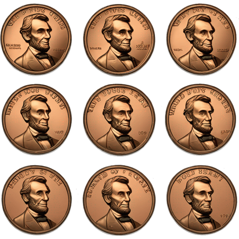 Penny, Coin, Bronze, Abraham Lincoln, 1 cent emoji