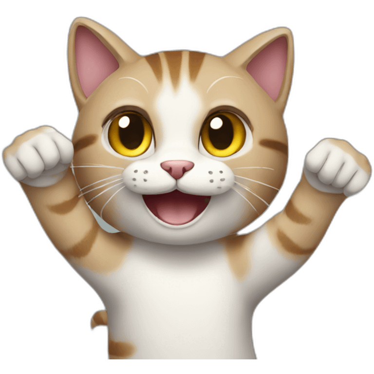 Hands up smiling cat emoji