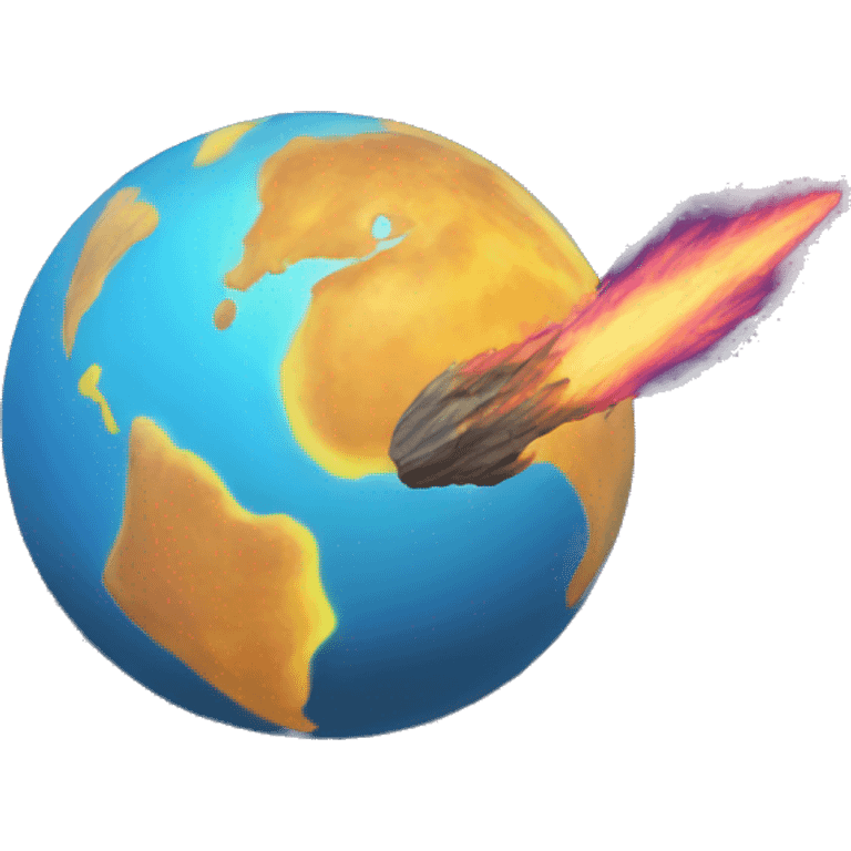 Earth as a comet flaming streak emoji