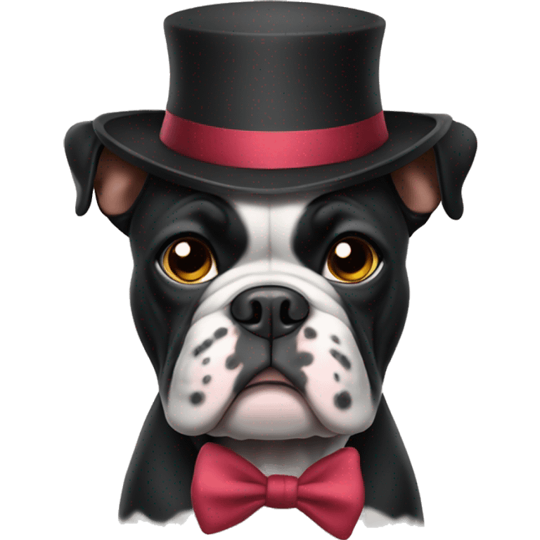 black bulldog with hat emoji