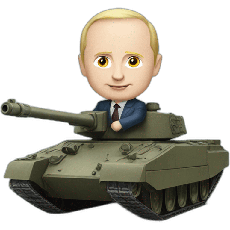 Miniature putin rides a tank emoji