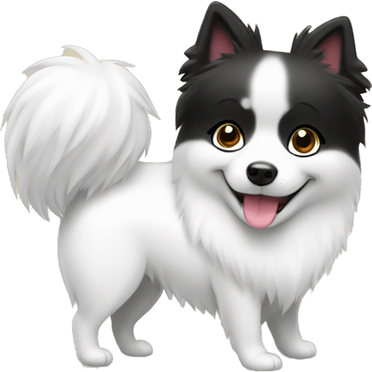 Japanese spitz dog hug black hair gril emoji