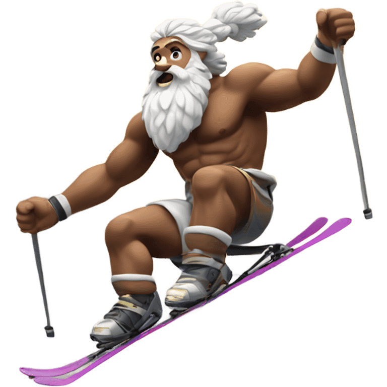 Zeus skiing on a mountain emoji