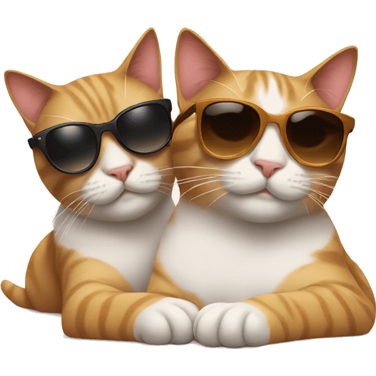 two cats wearing sunglasses relaxing emoji