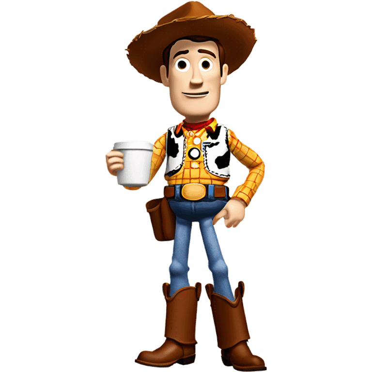 Woody from Toy Story drinking coffee emoji