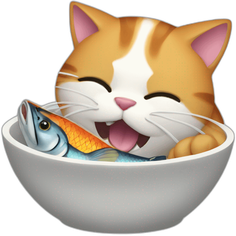 cat eating a fish emoji