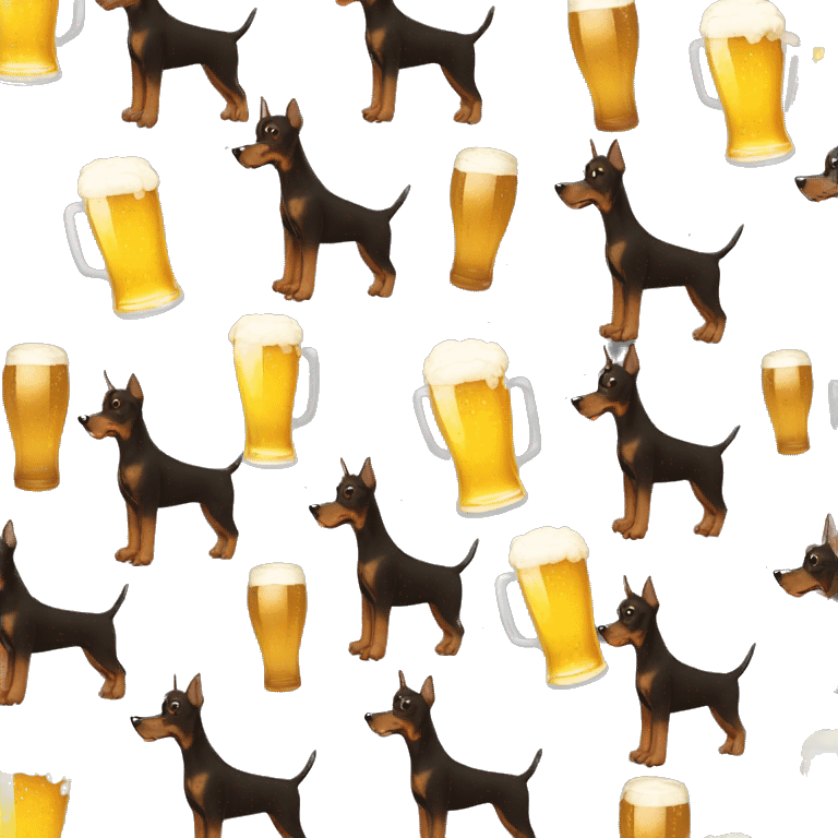 Brown dobermann with beer emoji