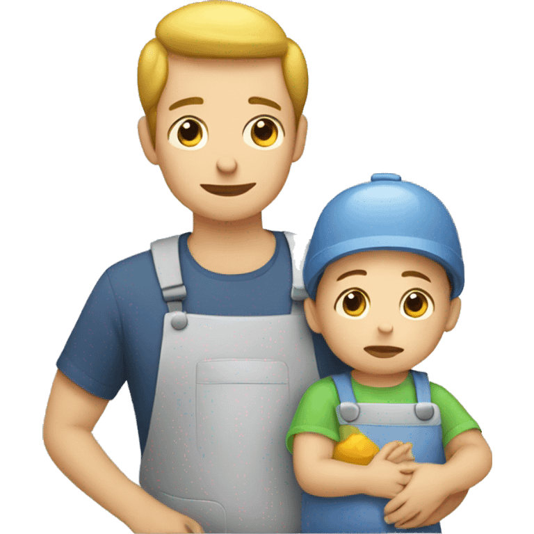 tired man with baby doing chores emoji