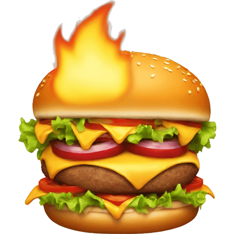 flaming burger emoji