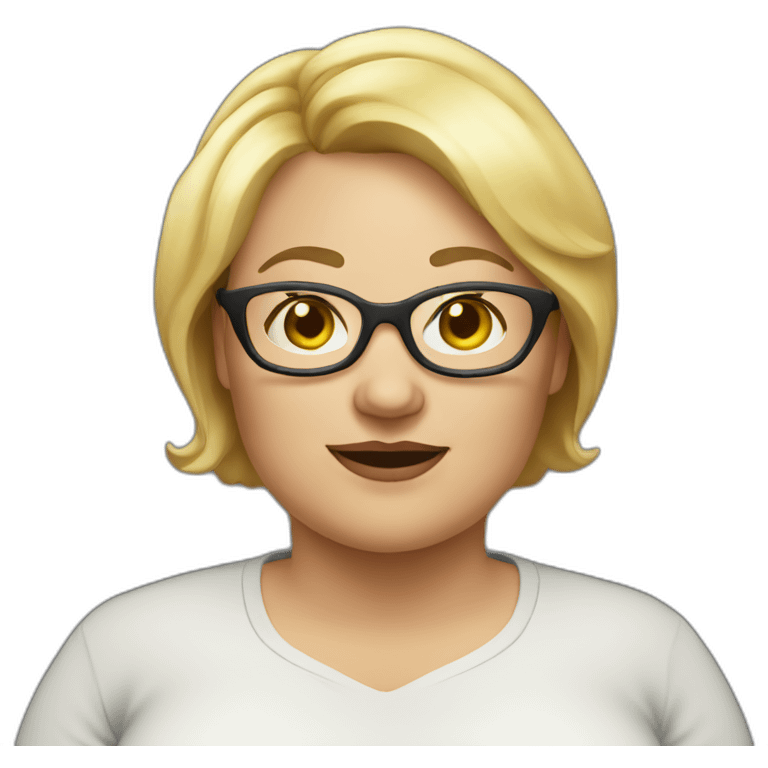 Woman very fat, blonde, short hair, with glasses, with a small noise, 55 years old emoji