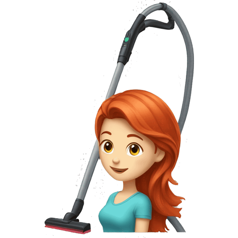 Red haired girl with a vacuum cleaner  emoji