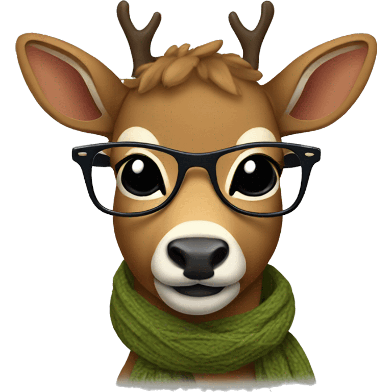 Deer with scarf and glasses emoji