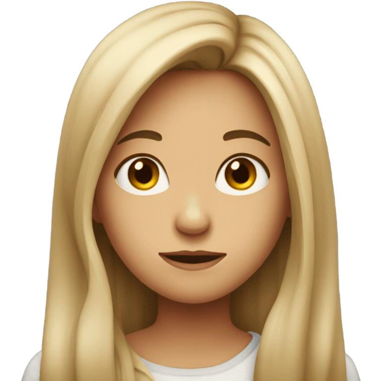 Not smiling girl with long hair emoji