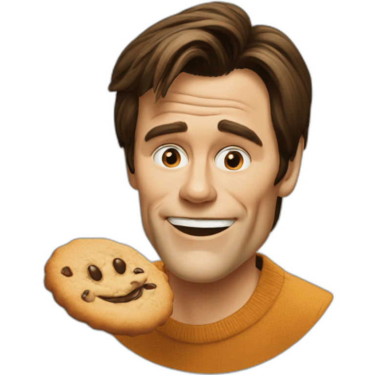 Jim Carrey eating a cookie emoji