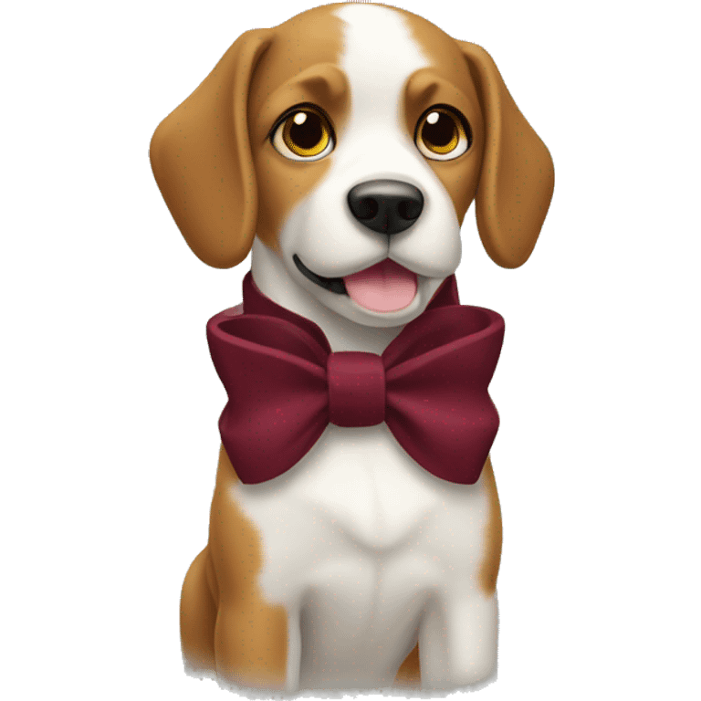 dog with burgundy bow collar  emoji