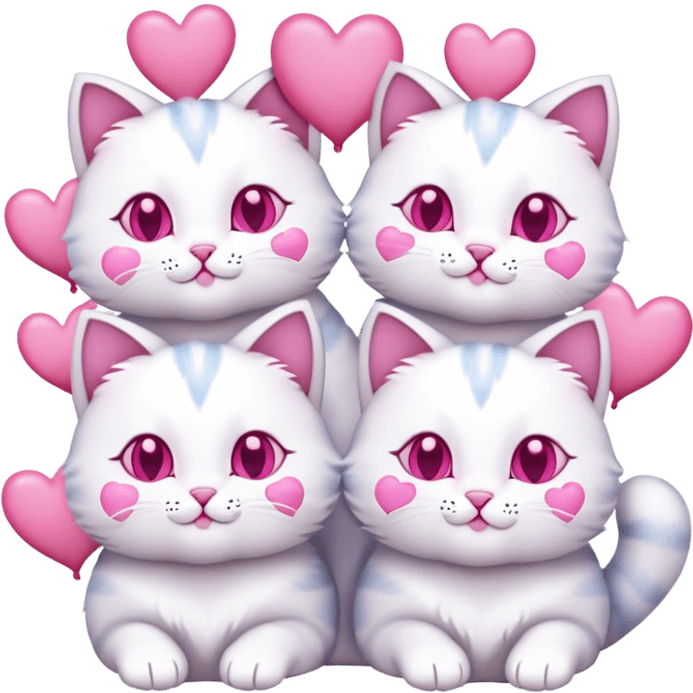 four Cats with hearts emoji