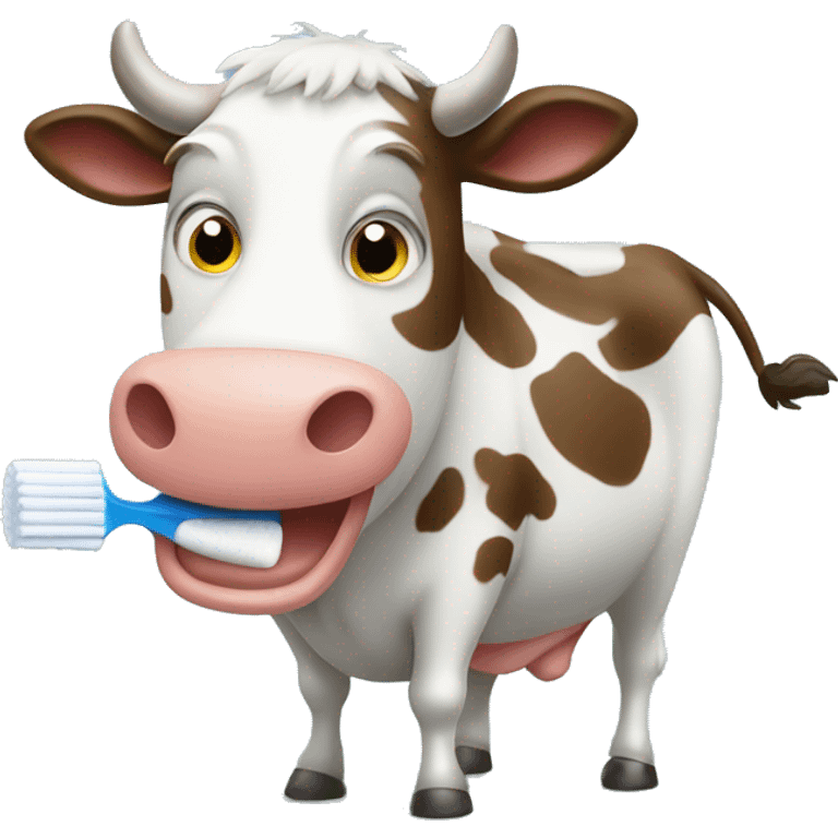 cow brushing teeth emoji