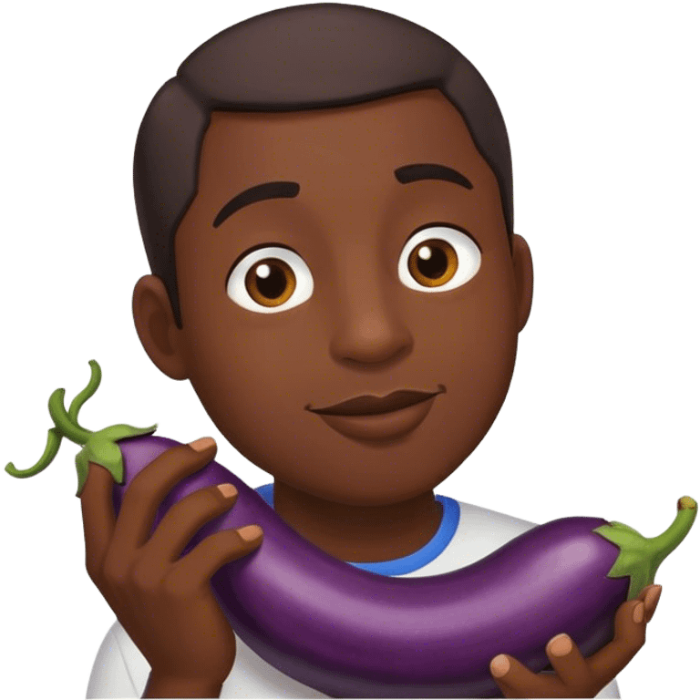 Black man eating eggplant emoji