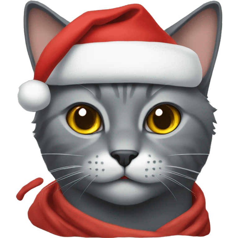 Gray cat santa claus  emoji