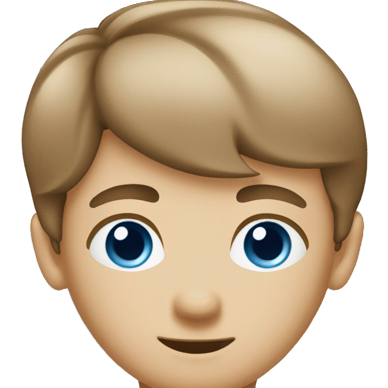 Head photo. Boy with brown/light brown hair that is straight and short. Blue eyes. emoji