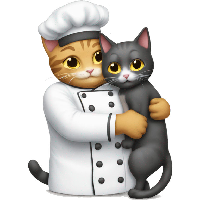 chef cat hugging another cat emoji