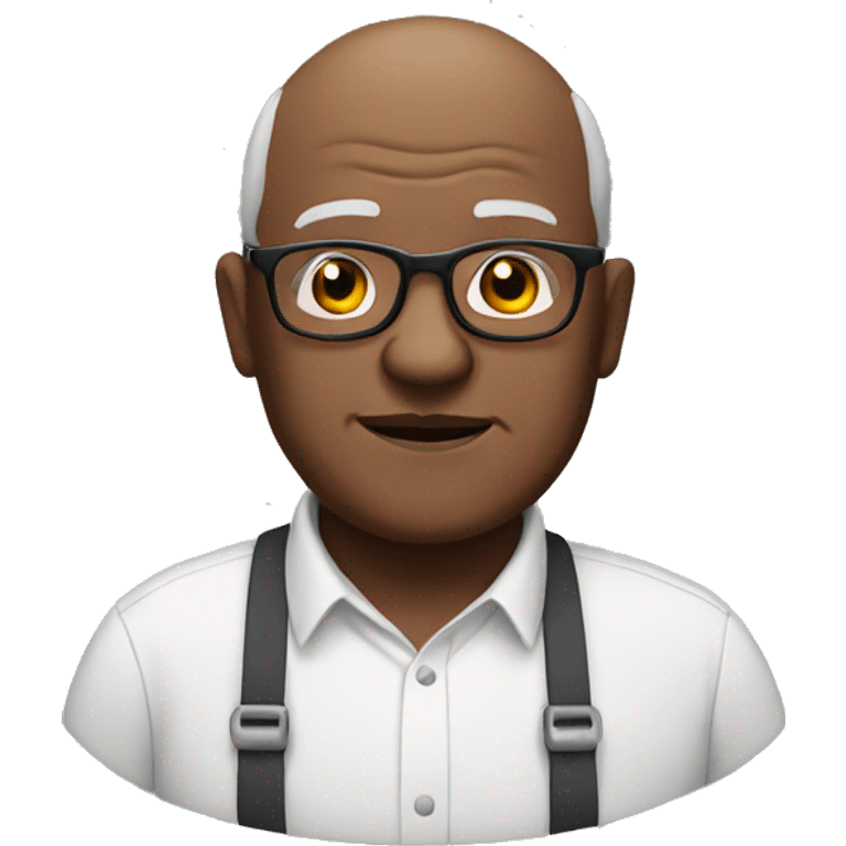 Black, elderly, glasses, bald, overweight emoji