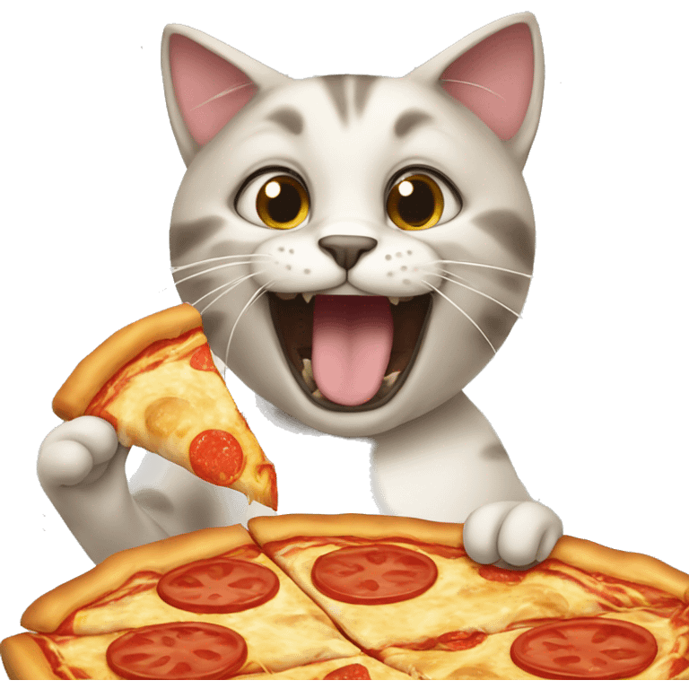 Cat eat pizza emoji