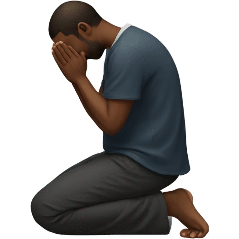 A man praying on his knees and looking up emoji