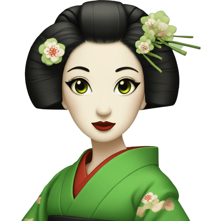 Green eyes geisha emoji