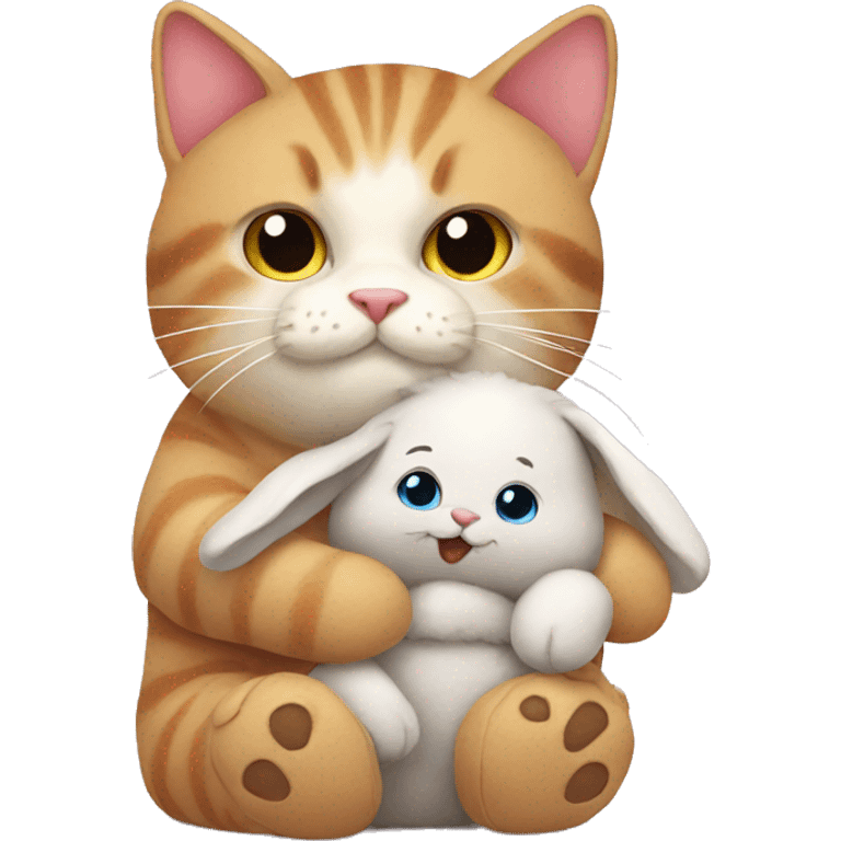 Cat with stuffed bunny emoji