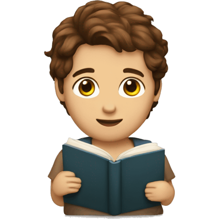 human with brown hair holding a book  emoji